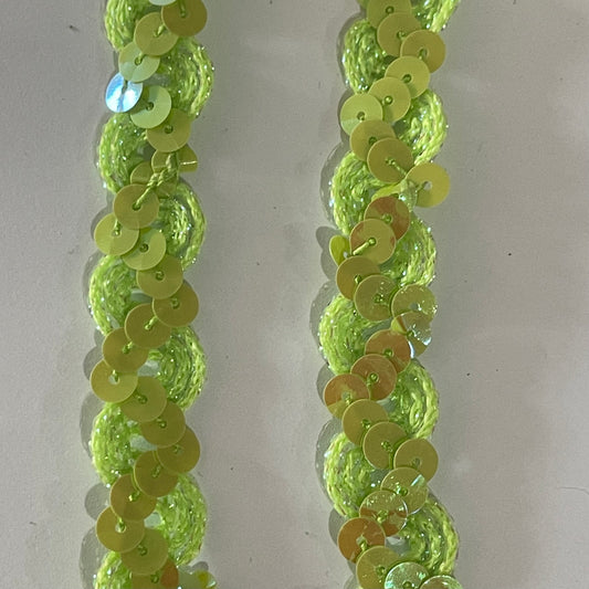 Soft Lime Pearl Sequin Trim 1.5cm