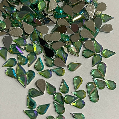 8mm Tear Drop - Peridot AB  (Glue on)