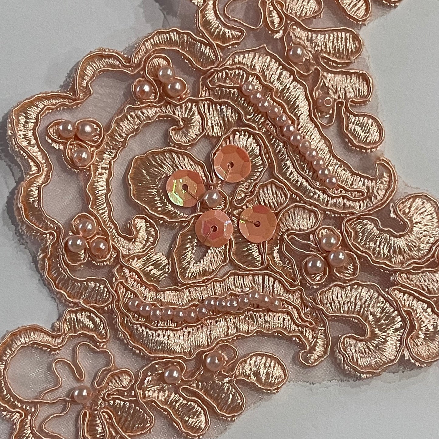 Soft Peach - Beaded Lace Trim