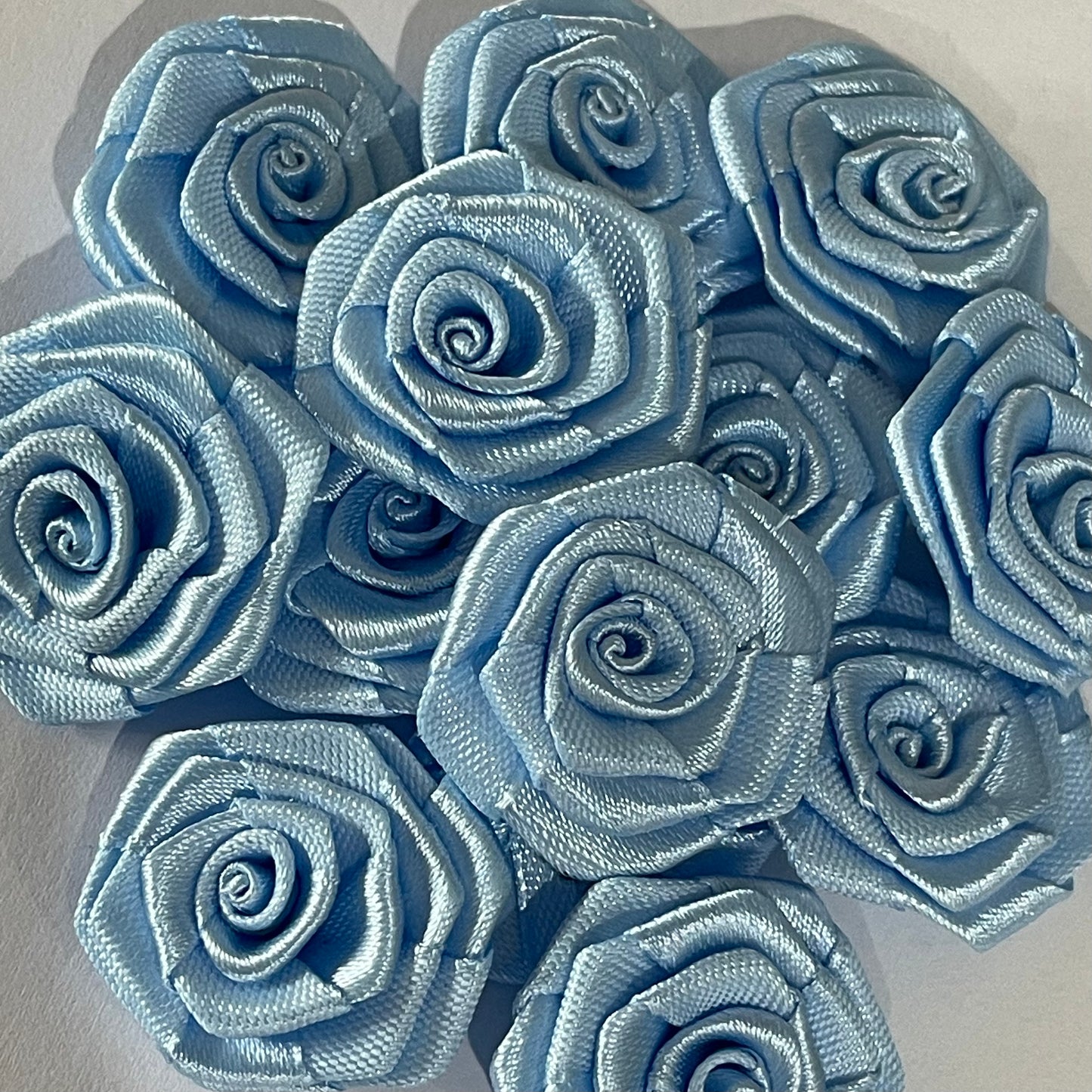 3D Satin Flowers - Light Blue