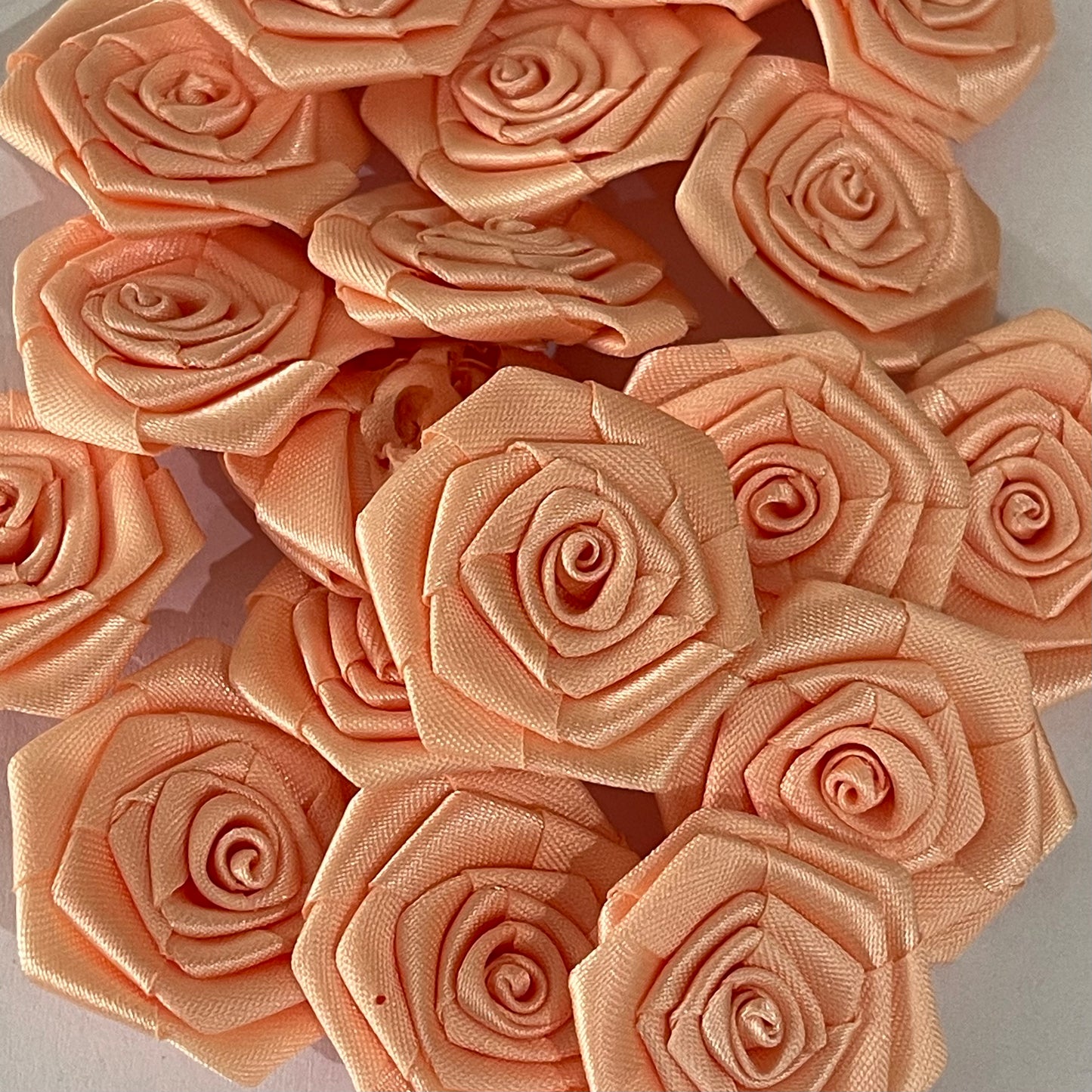 3D Satin Flowers - Peach