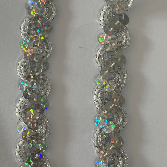 Silver Laser Sequin Trim 1.5cm