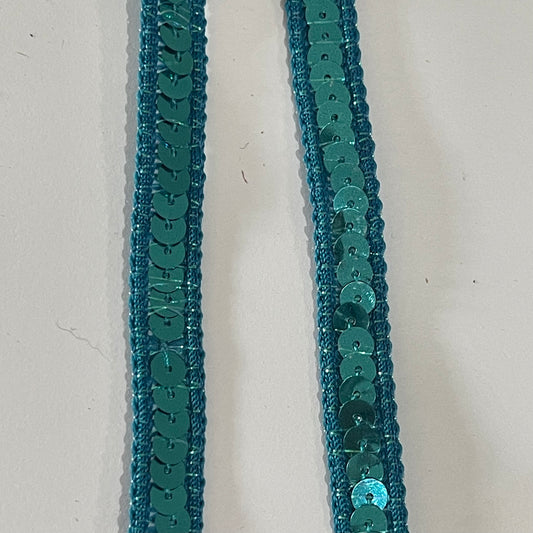 Aqua Blue Sequin Trim 1.2cm