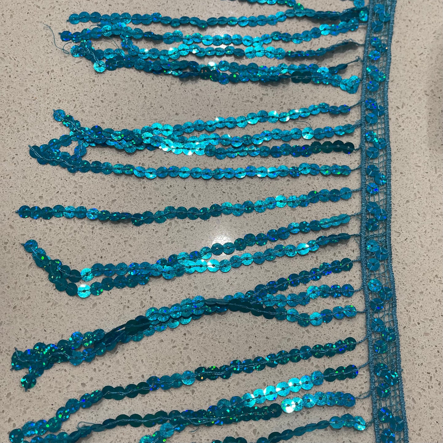 Turquoise Laser - Sequin Fringe 20cm