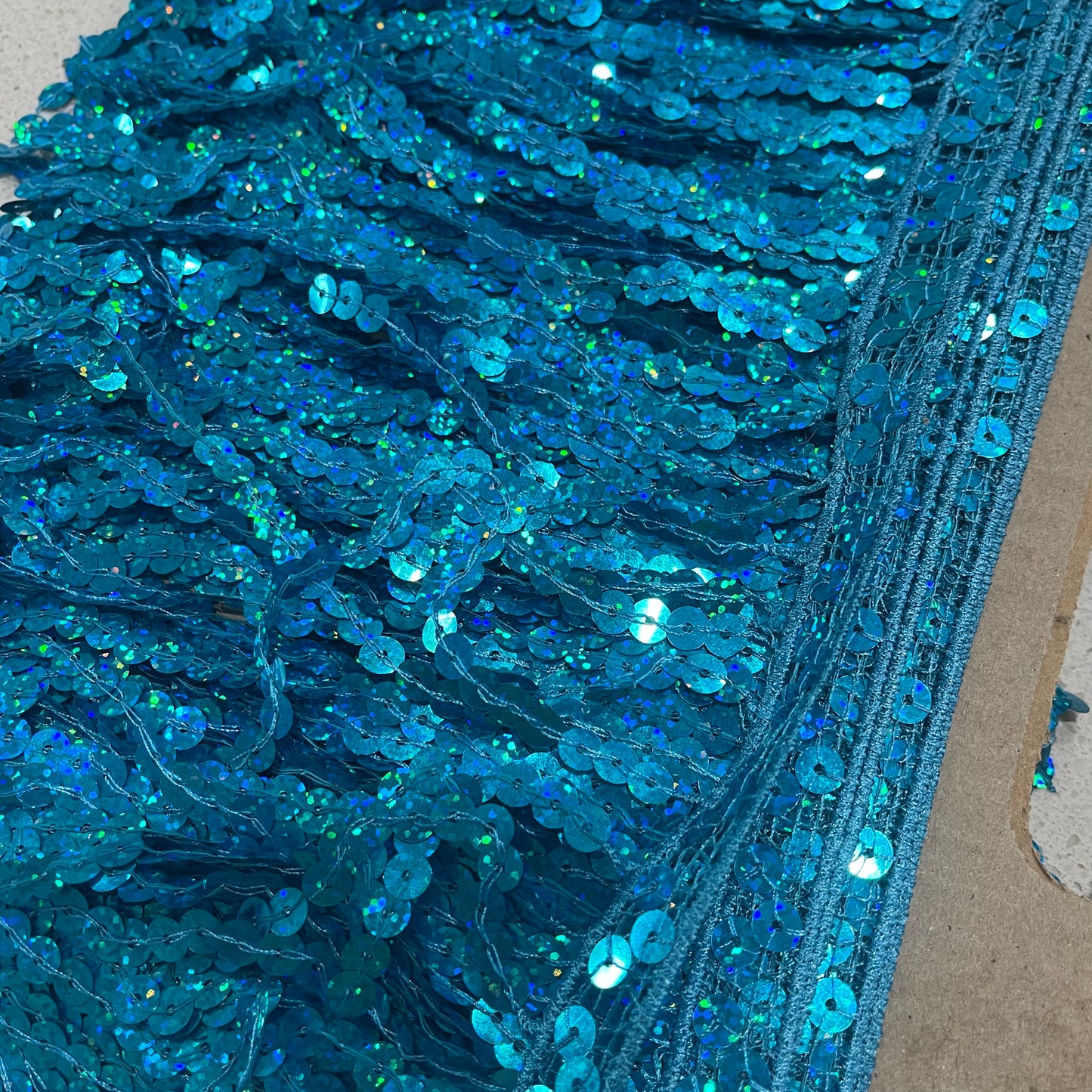 Turquoise Laser - Sequin Fringe 20cm