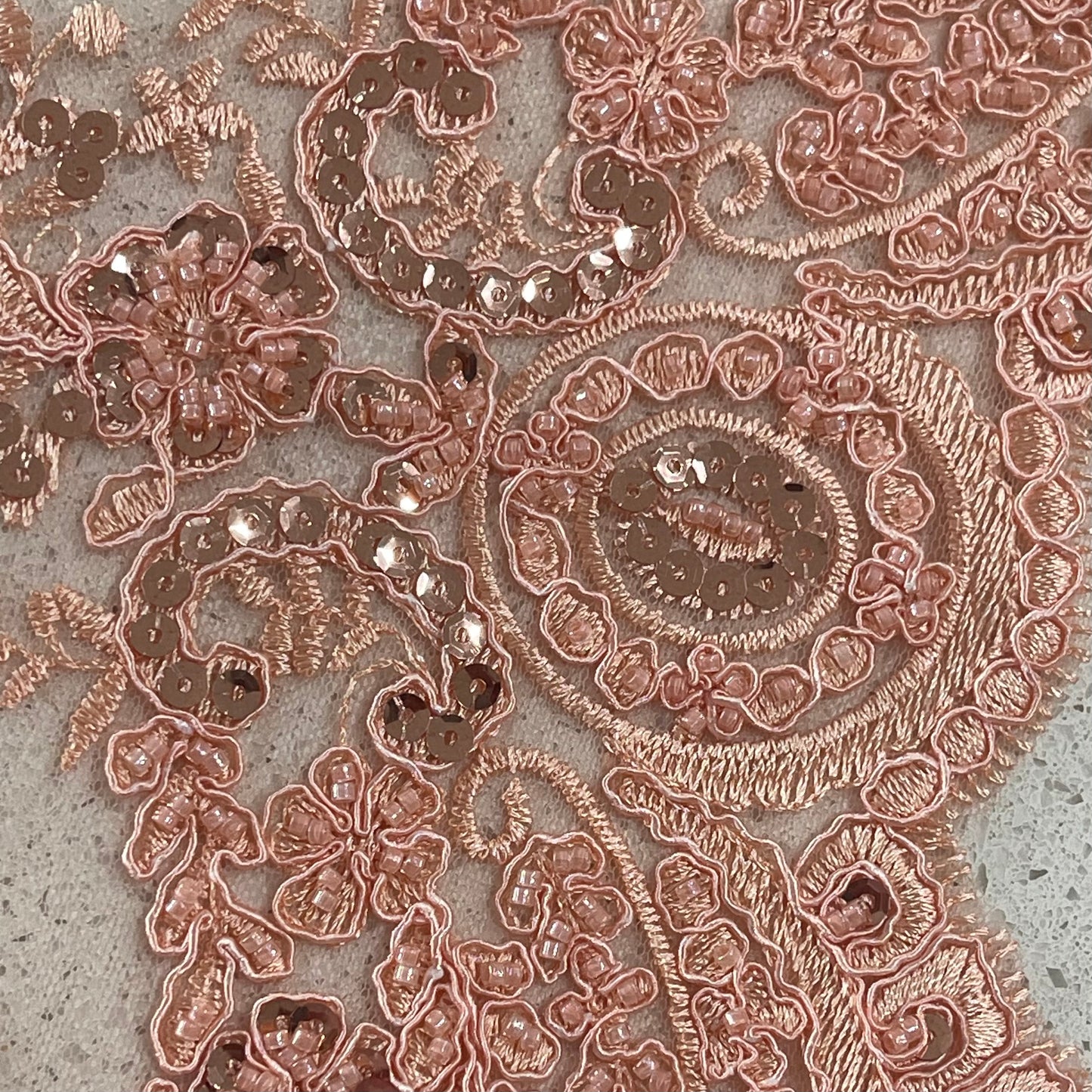 Beaded Lace Border - Soft Peach Taffy