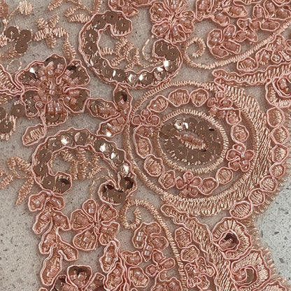 Beaded Lace Border - Soft Peach Taffy