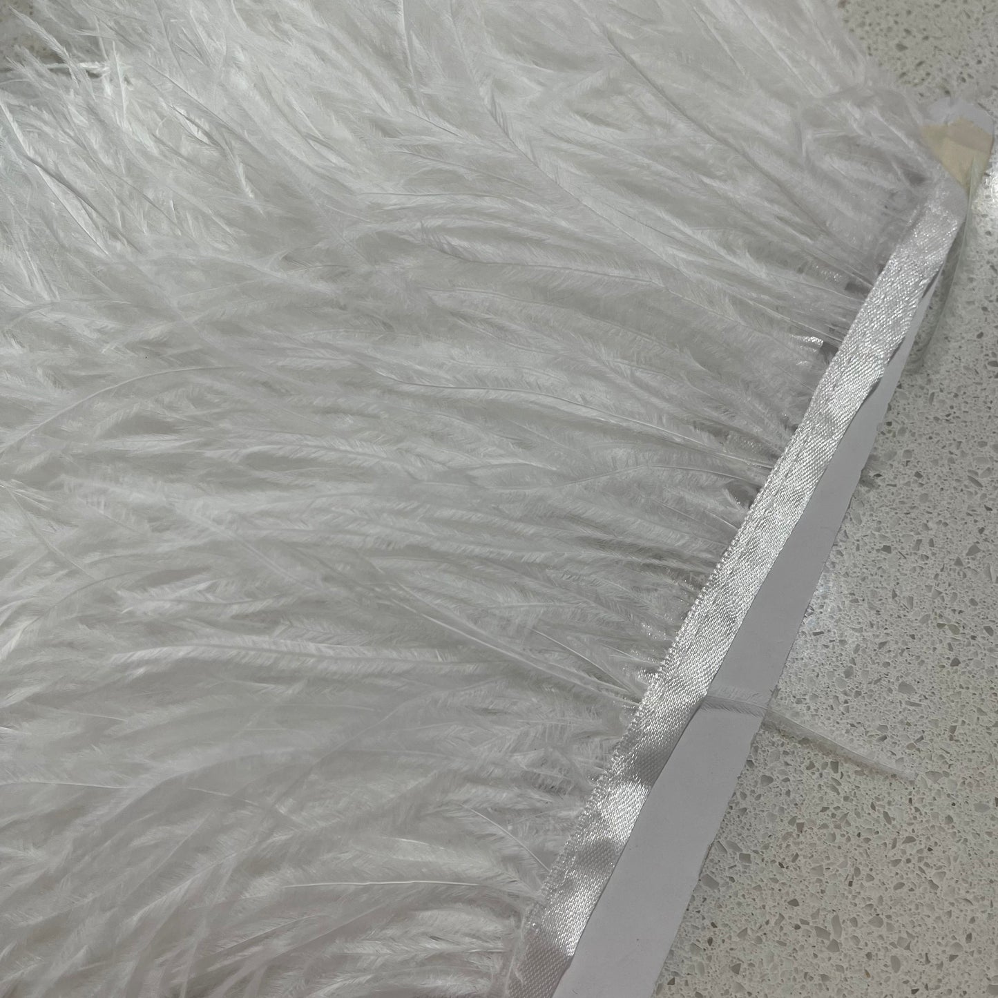 White - Ostrich Feather Trim 15cm