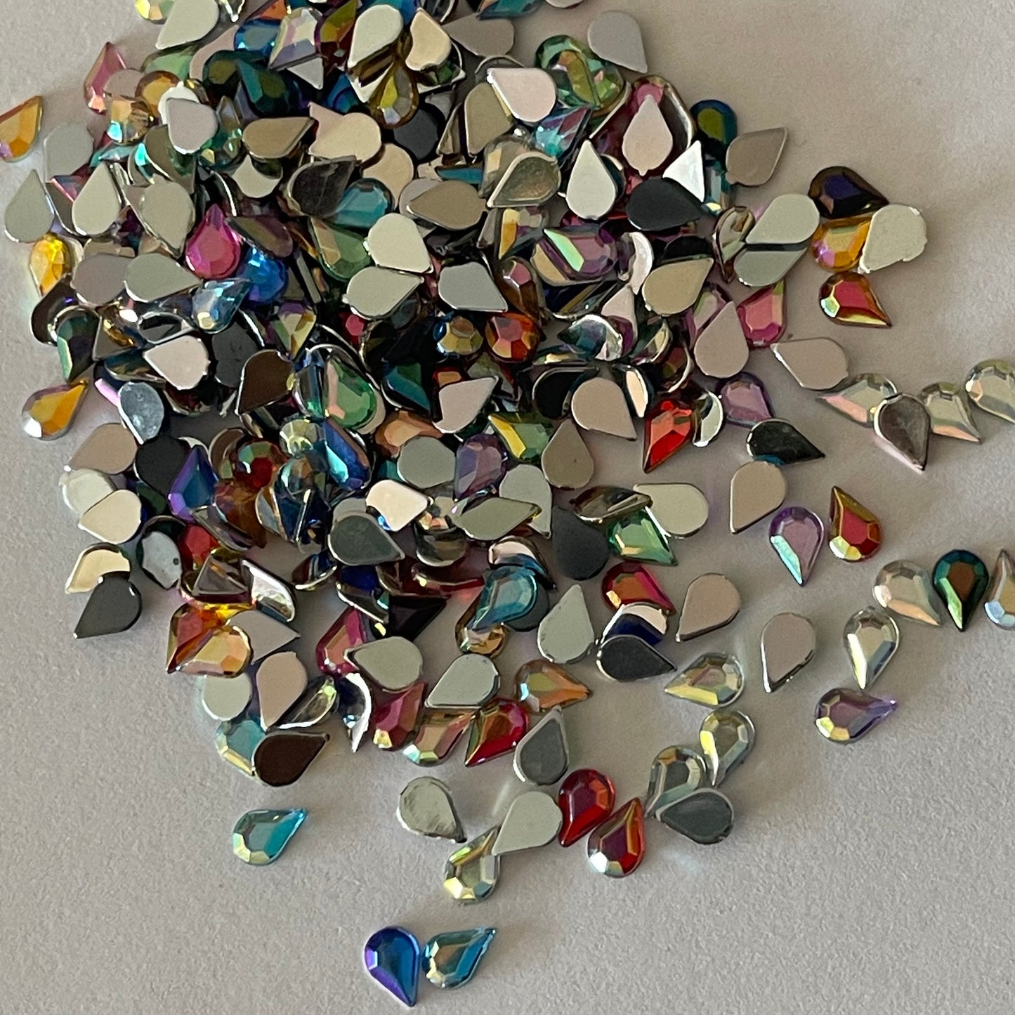 6mm Tear Drop - Multi Colour  (Glue on)