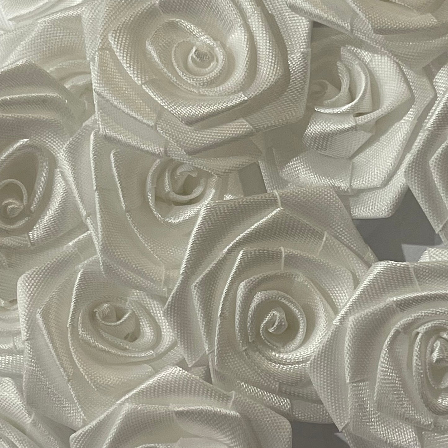 3D Satin Flowers - White