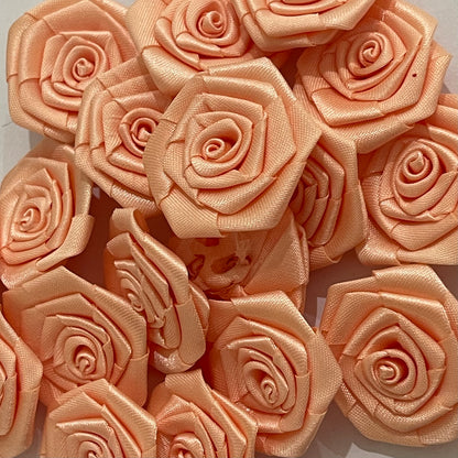 3D Satin Flowers - Peach