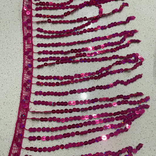 Hot Pink Laser - Sequin Fringe 20cm